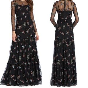 ML Monique Llullier embroidered mesh gown